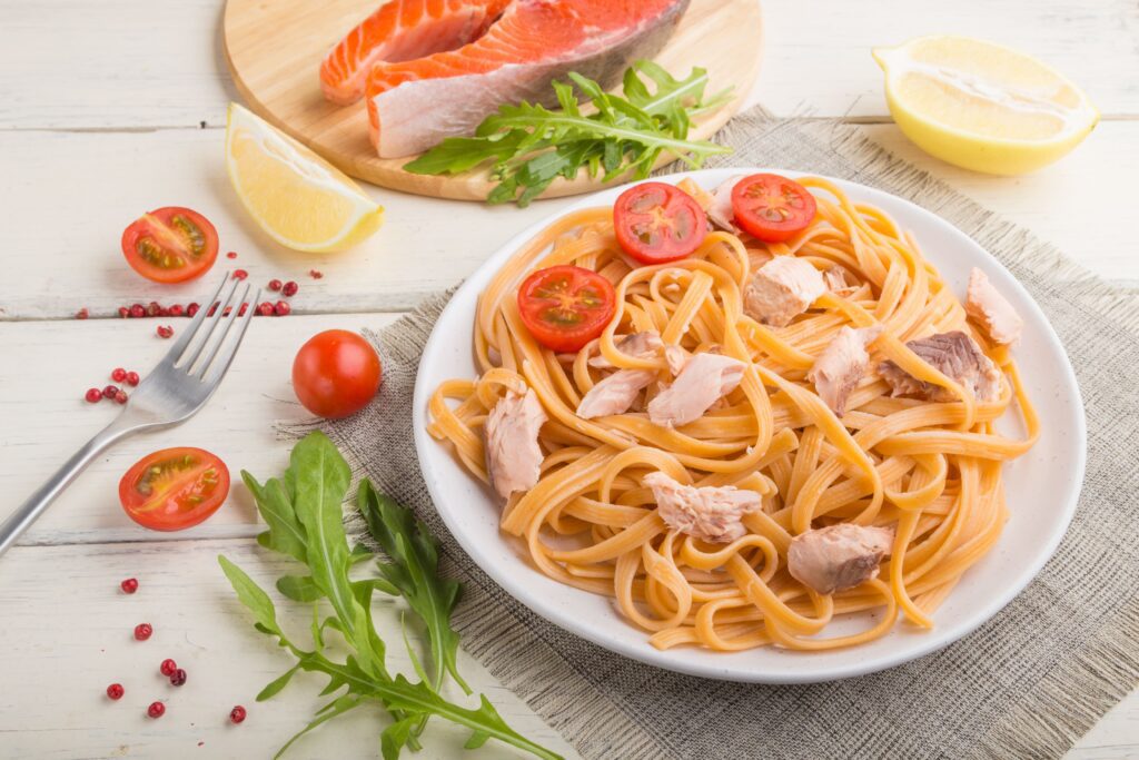 Salmon Alfredo pasta 2